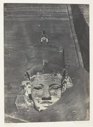 Ibsamboul, Colosse Occidental Du Spéos De Phrè; Nubien, plade 107 fra albummet "Egypte, Nubie, Palestine et Syrie" (1852)