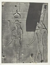 Kalabscheh, Sculptures De La Façade Postérieure Du Temple; Nubie, plade 92 fra albummet "Egypte, Nubie, Palestine et Syrie" (1852)