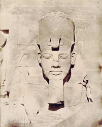 Rejs til Egypten med Flaubert, foto af Maxime Du Camp. Colossus of Abu Simbel (Abu Simbel).