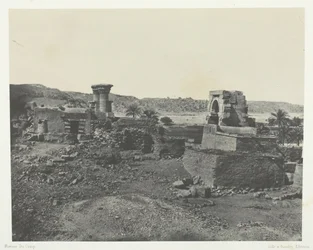 Landsby og tempel på øen Béghé, vest for Philoe, Nubia, 184951, trykt 1852.