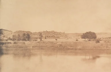 Udsigt taget øst for Philae - landsbyen Abou-Kouli, Aswan Road, 1849-50.