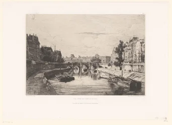 Udsigt over Pont Saint-Michel i Paris Vue prize du pont St. Michel (titel på objekt)