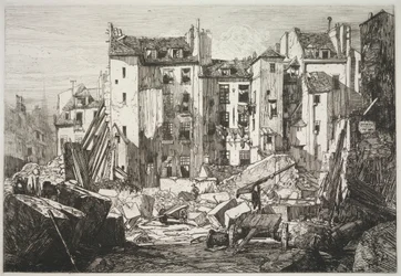 Nedrivning til åbningen af ​​Rue des Ecoles, 1862.