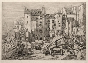 Nedrivning af gamle huse i Paris, 1862.