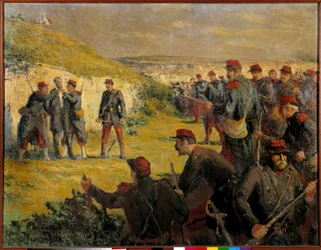 Kommune i Paris: "" Eugene Varlins død (1839-1871) skudt af Versailles den 28/05/1871" Maleri af Maximilian Luce (1858-1941) Paris fra det 19. århundrede. Fagforeningskammer for kunstarbejdere