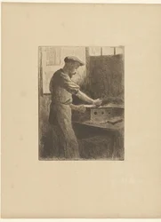 Printer på arbejde i studiet Imprimeur dansesøn atelier L