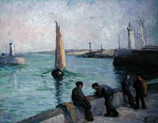 Fishermen in a Port, ca. 1920 (olie på lærred)