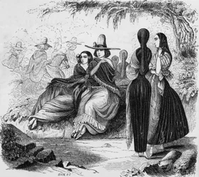 Kvinder fra Lima i Peru, gravering fra radiguets rejse i Lima i 1840