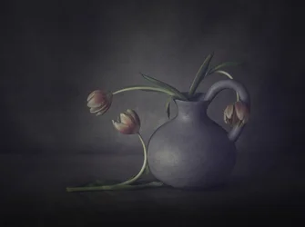 Stemningsfuldt stilleben med tulipaner