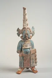 Udklædt figur fra Mexico, 7.-8. århundrede (keramik, pigment)
