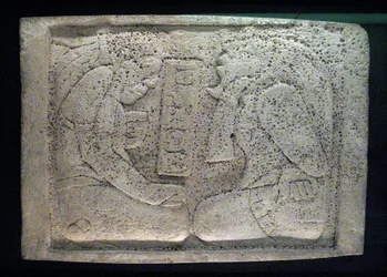 Overligger med to fanger, Yaxchilan-området, sen klassisk periode, 600-900 e.Kr.