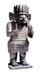 Præcolumbiansk civilisation: mayastatue, der forestiller tjenestepigernes gud. Paris, Musée de l