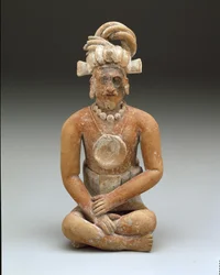 Siddende skægget mand, sen klassisk periode, ca. 600-900 (keramik og maling)