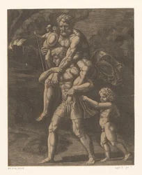Aeneas og hans familie flygter fra Troja