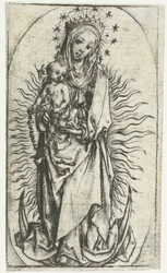Madonna med stjernekrone og rosenkrans på halvmåne