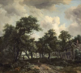 Hytte blandt træer, ca. 1664 (olie på lærred)