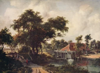 Landskab med en vandmølle, c1665, c1915