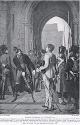 General Daumesnil i Vincennes, 1815, illustration fra »Hutchinsons nationernes historie«, ca. 1910