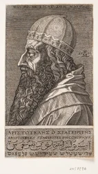 Aristoteles, halvlængde portræt, profil mod venstre