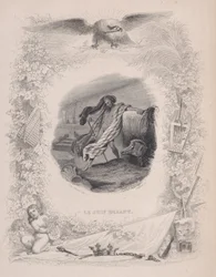 Den omvandrende jøde, fra Bérangers sange, 1829. Skaber: Melchior Péronard, Joubert.