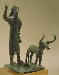 Mand med en tyr, fra din Hammurabi-periode, ca. 1800-1600 f.Kr. (bronze)