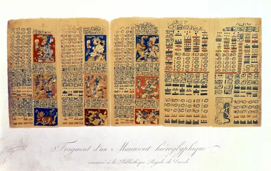 Kopi af et fragment af Dresden Codex, der viser mayaernes astronomiske beregninger