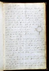 Side fra Michael Faradays dagbog, hvor han nedskrev sin opdagelse af elektromagnetisk induktion, 29. august 1831 (pen og blæk på papir).