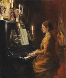 Anna ved klaveret.