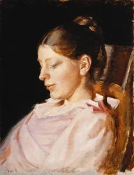 Portræt af Anna Ancher, kunstnerens kone,