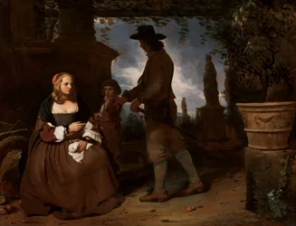Et ungt par og en dreng i en have, ca. 1650 (olie på lærred)