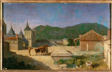 Udsigt over Escorial, Spanien (maleri på lærred)