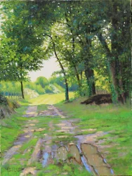 Chemin de Gironde olie, 2018 (olie på lærred)