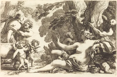 Siddende Bacchante med børn