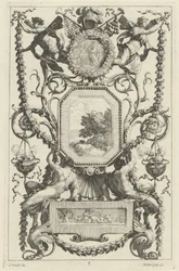 Ornamental Panel besat af en Medaljon med et Offer