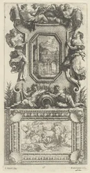 Ornamental Panel betaget af en Naiad og en Flodgud