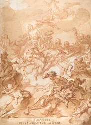 En allegori, der sammenligner musik og poesi, 1740.
