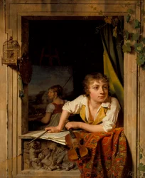 Maleri og musik, portræt af kunstnerens søn, 1800