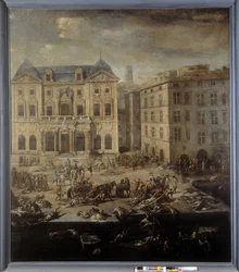 Udsigt over rådhuset (af Marseille) under pesten i 1720
