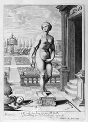 Pygmalion er forelsket i en statue, han har lavet, 1655