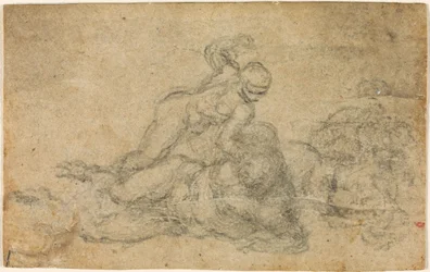 Michelangelo - David og Goliat. Verso linjerede arkitektoniske studier, ca. 1550-1556, I, 32a