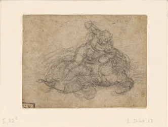 Michelangelo - David og Goliat. Verso linjerede arkitektoniske studier, ca. 1550-1556, I, 32c