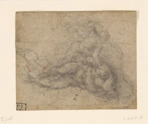 Michelangelo - David og Goliat. Verso-linierede arkitektoniske studier, ca. 1550-1556, I, 32d