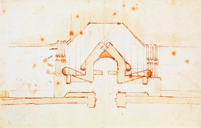 Tegning af fæstningsværker til Firenze, design af Michelangelo Buonarroti (1475-1564), Italien