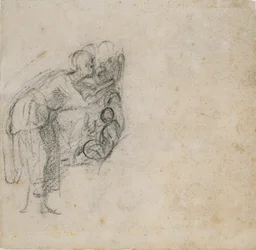 Side fra en skitsebog: En kvinde i sort, c1490-1560