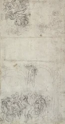 Study for The Last Judgment (pen og blyant på papir) (verso)