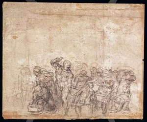 Studie af figurer til en fortællende scene (sort kridt på papir) (verso) (for recto se 191777) (se også 191767)