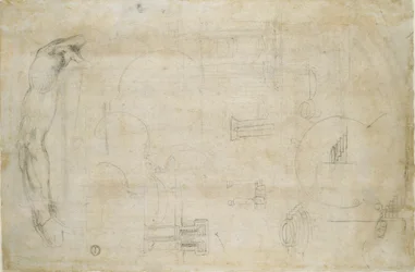 Studie af en mands arm og nogle arkitektoniske skitser, c1490-1560