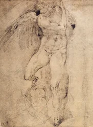 Studie af en engel til den sidste dom: tegning af Michelangelo. Casa Buonarroti, Firenze