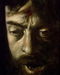 David med Goliats hoved, detalje af hovedet, 1606 olie på lærred detalje af 100349