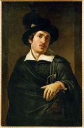 Mandsportræt, fransk-flamsk Caravaggio-efterfølger (maleri på lærred)